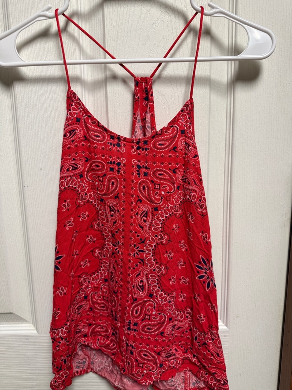 Red Paisley Spaghetti-Strap Women's Top